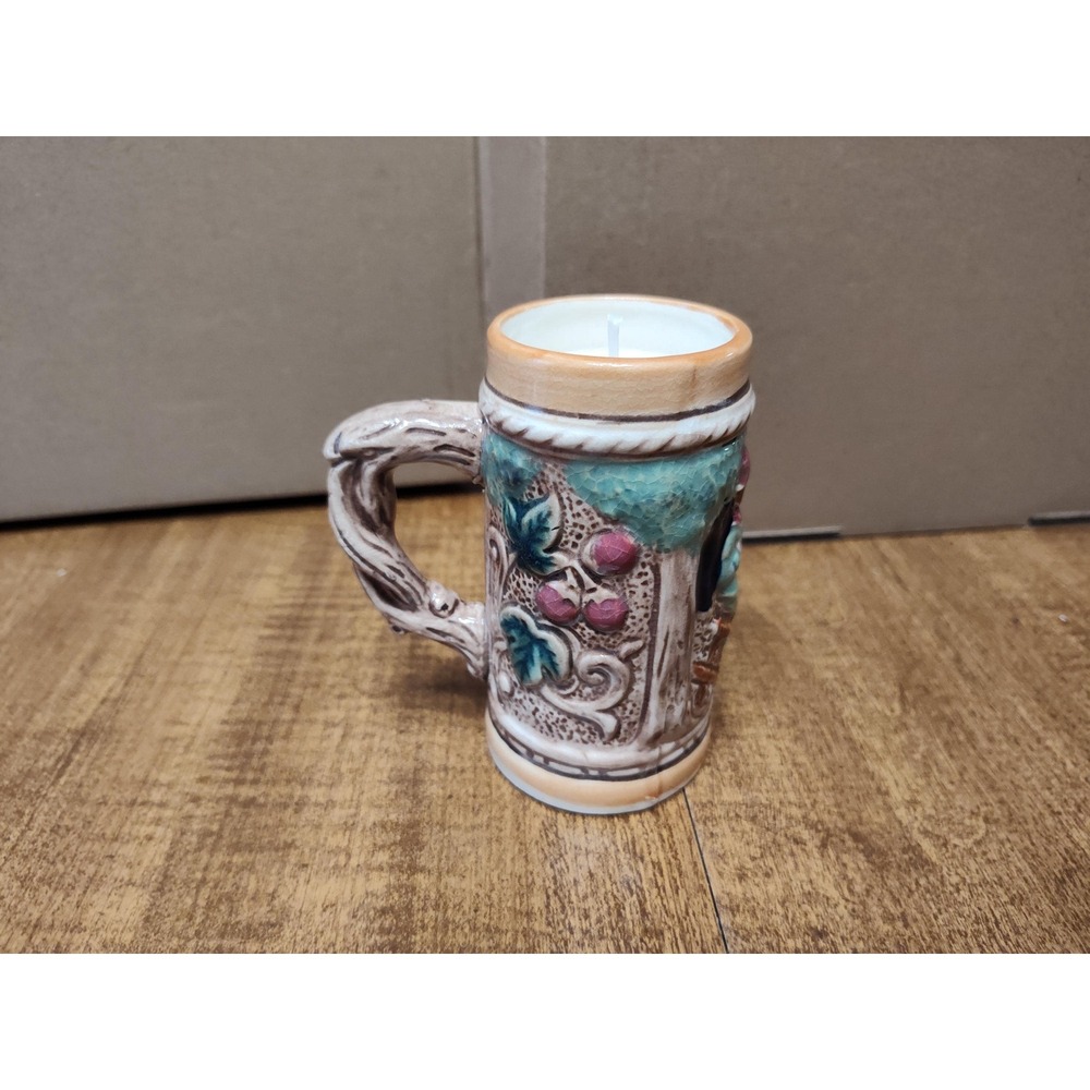 Handmade Bay Rum Scented Candle 6 oz Vintage Ceramic Mini Beer Stein Mug D27